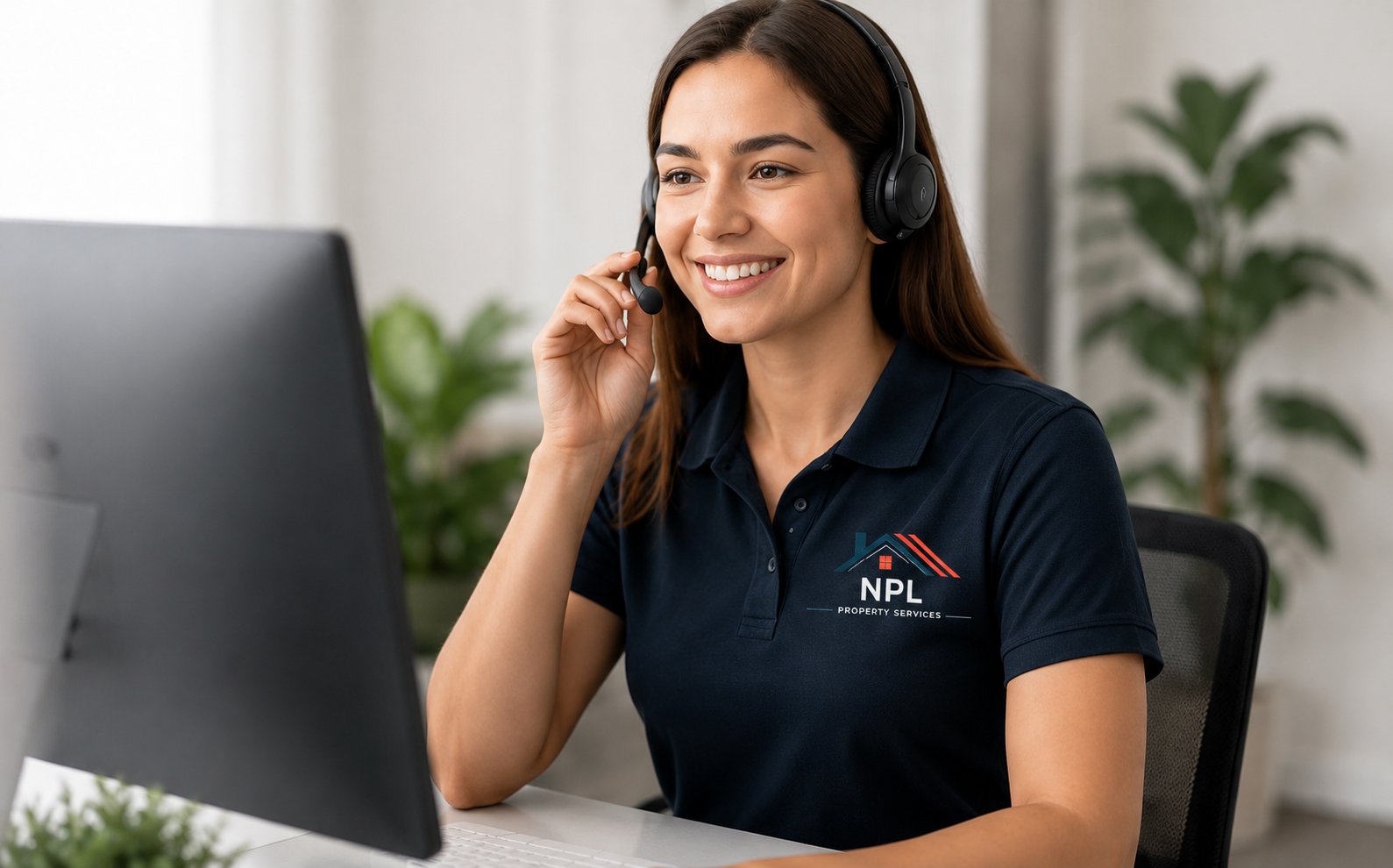 Smiling customer support representative